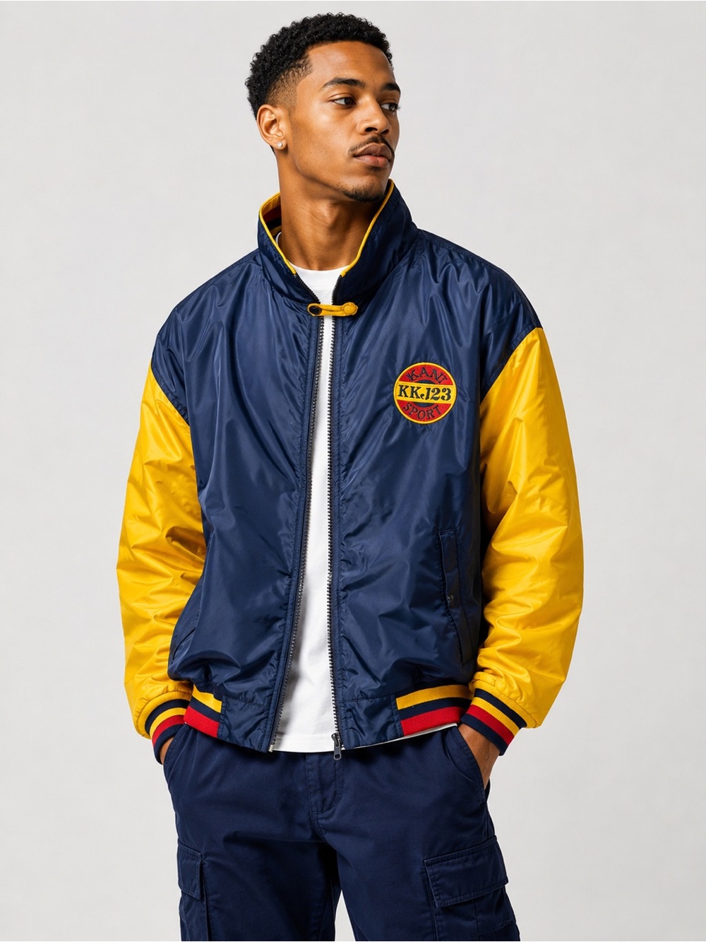 Vintage 90s Karl Kani Sport KKJ23 Windbreaker Varsity Jacket Stylish Streetwear